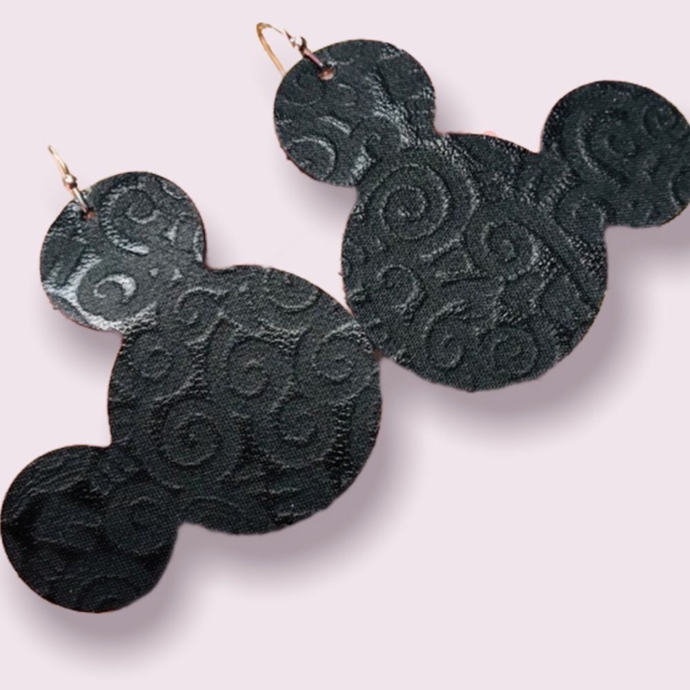 Handmade leather Mickey Mouse earrings​